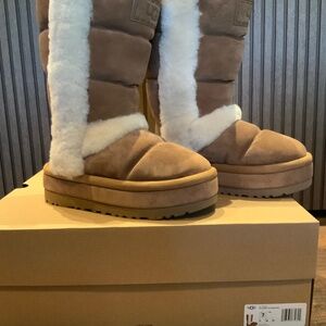 UGG Tan and White Winter Boots